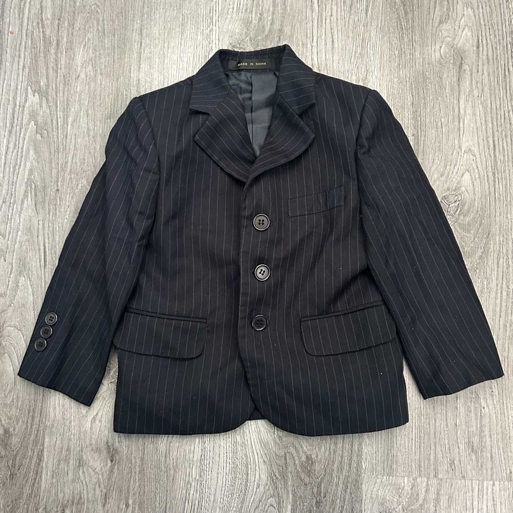 ⭐️BAK 4-5T Children's Pinstripe Blazer - Black with Subtle Gray Stripes